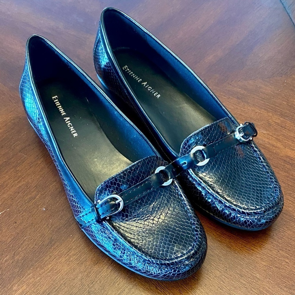 Etienne Aigner Faux Snakeskin Emry Loafers 6.5